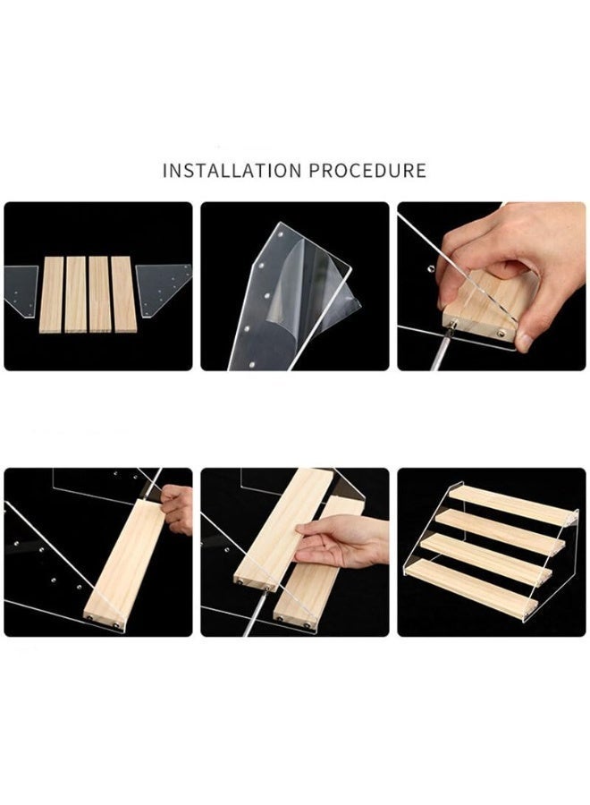 بيتلا ستاند عرض من الخشب والأكريليك بـ4 طبقات، منظم عطور متعدد المستويات، حامل عرض للكعك والمجسمات للطاولة - Image 5